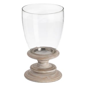 Candleholder White Wood Crystal 20 x 20 x 35 cm