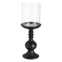 Candleholder Black Wood Crystal 23 x 23 x 58 cm