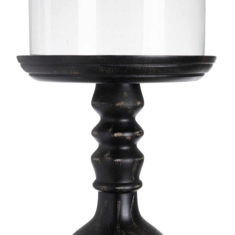 Candleholder Black Wood Crystal 23 x 23 x 58 cm