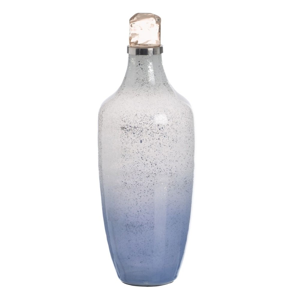 Bottle Blue Silver Resin Crystal 16 x 16 x 44 cm Decorative