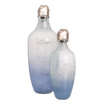 Bottle Blue Silver Resin Crystal 16 x 16 x 44 cm Decorative