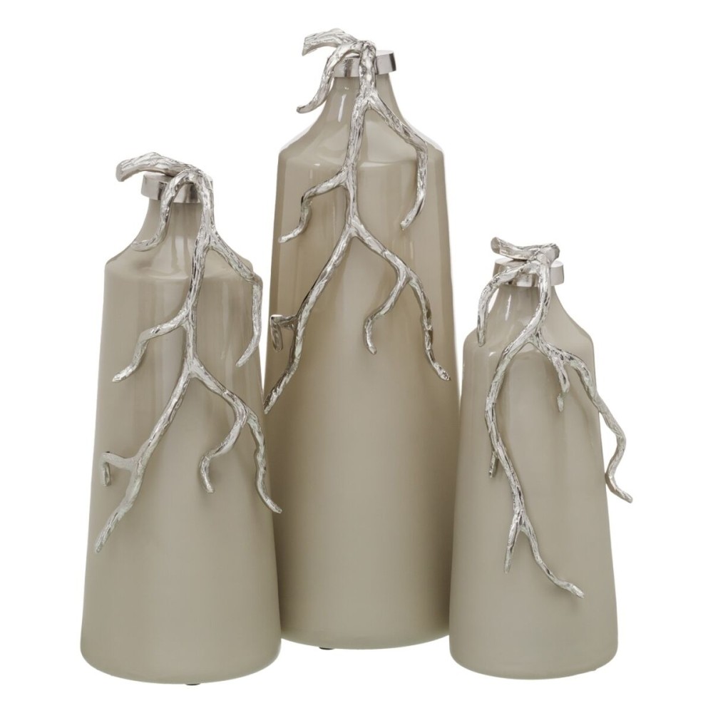 Bottle Beige Silver Aluminium Crystal 20 x 11 x 53 cm Decorative