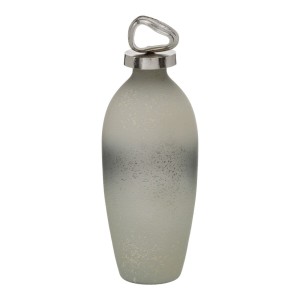 Flasche Grau Silberfarben Aluminium Kristall 12 x 12 x 36 cm Deko