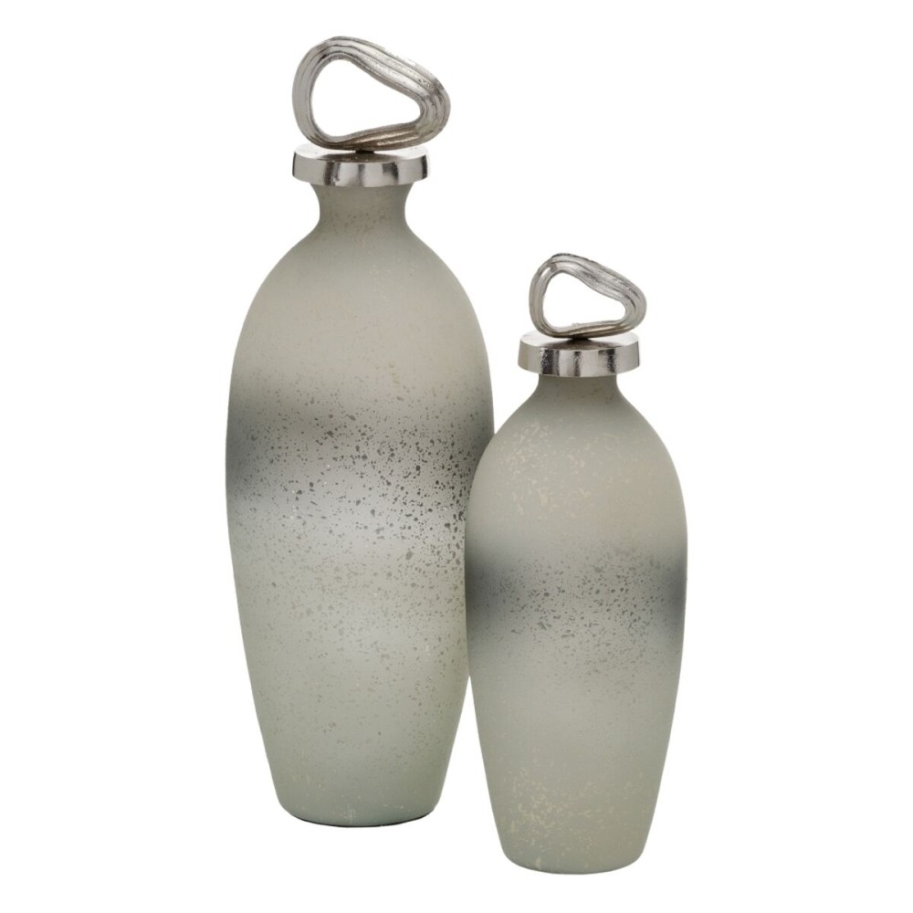 Bottle Grey Silver Aluminium Crystal 12 x 12 x 36 cm Decorative