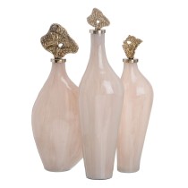 Flasche Creme Gold Aluminium Kristall 15 x 12 x 56 cm Deko