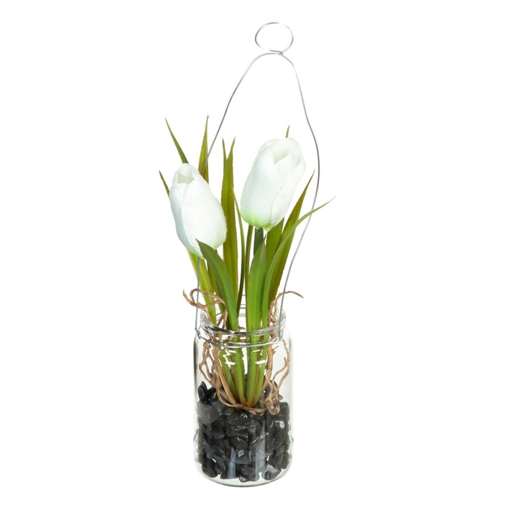 Decorative Plant Polyester Polyethylene Iron 7 x 7 x 24 cm