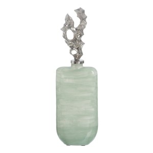 Bouteille Vert Argenté Aluminium Verre 16 x 9 x 54 cm Décorative