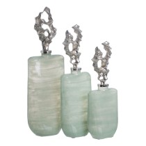 Bouteille Vert Argenté Aluminium Verre 16 x 9 x 54 cm Décorative