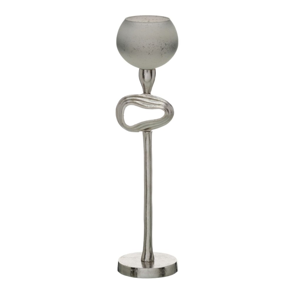 Candleholder Grey Silver Aluminium Crystal 11 x 11 x 48 cm