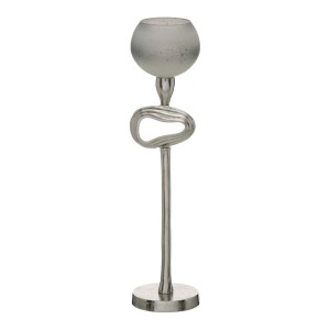 Candleholder Grey Silver Aluminium Crystal 11 x 11 x 48 cm