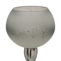 Bougeoir Gris Argenté Aluminium Verre 11 x 11 x 48 cm