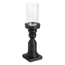 Candleholder Black Wood Crystal 12 x 12 x 47 cm