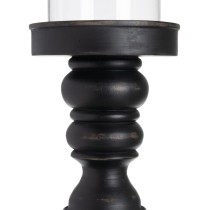 Candleholder Black Wood Crystal 12 x 12 x 47 cm