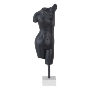 Figurine Décorative Blanc Noir Aluminium Marbre 16 x 10 x 62 cm