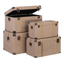 Lot de paniers Taupe Lin Métal Bois MDF 77 x 47 x 42 cm (4 Unités)