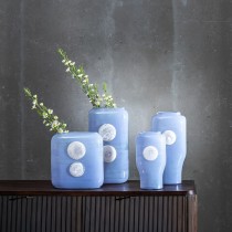 Vase Blue White Resin Crystal 12 x 9 x 25 cm