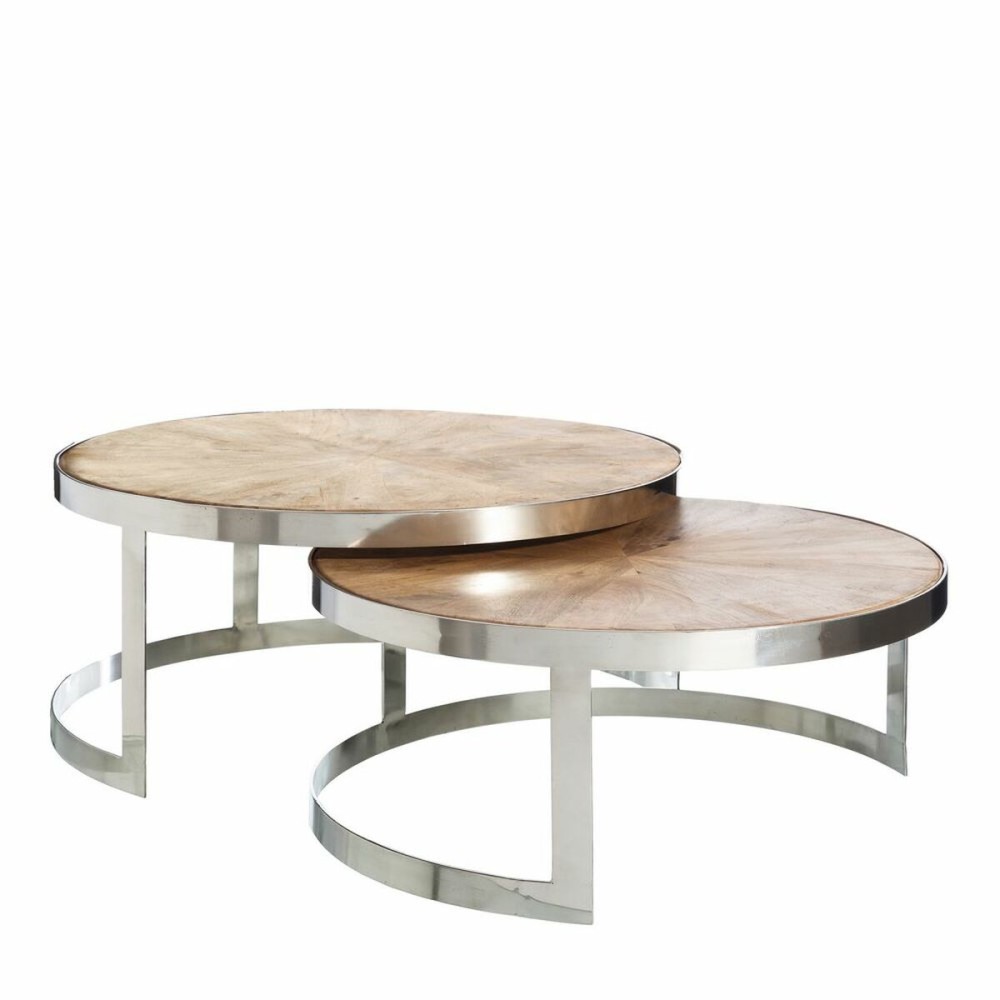 Table Basse Argenté Naturel 100 x 100 x 45 cm (2 Unités)