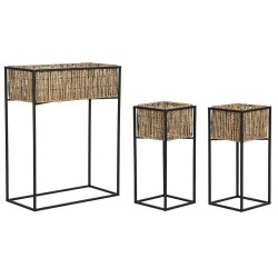 Set of Planters Home ESPRIT Black Metal Fibre 53 x 26 x 69 cm