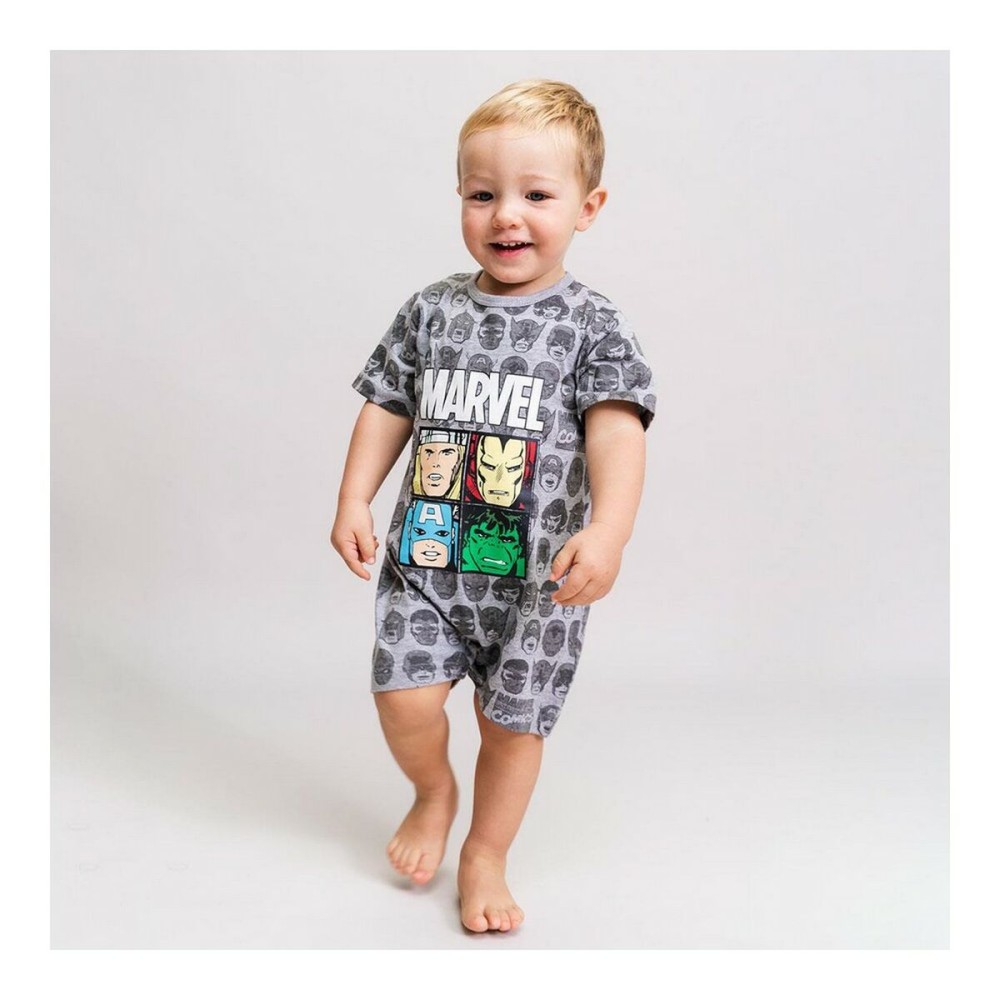 Baby's Short-sleeved Romper Suit Marvel Grey