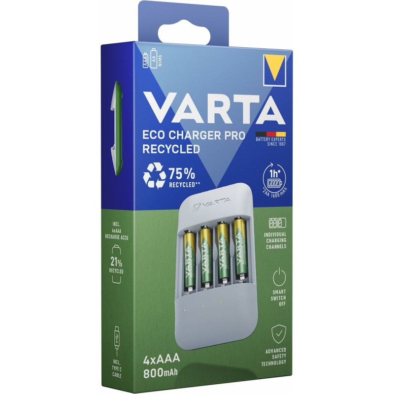 Chargeur de batterie Varta Eco Charger Pro 56813 AAA 4 Batteries