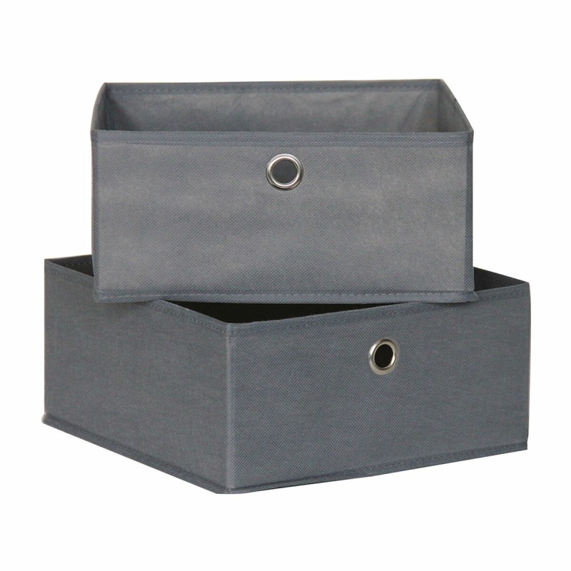 Storage boxes Mondex Grey 28 x 28 x 13 cm (2 Units)