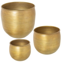 Set of Planters Alexandra House Living Golden Aluminium (3 Pieces)