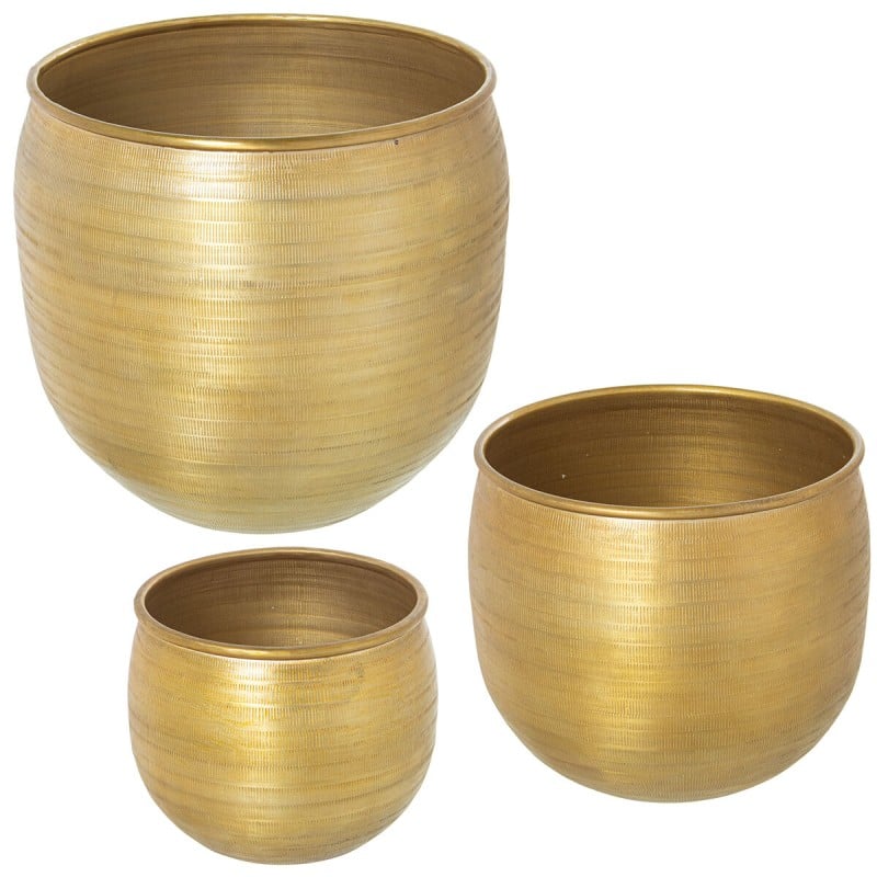 Set of Planters Alexandra House Living Golden Aluminium (3 Pieces)