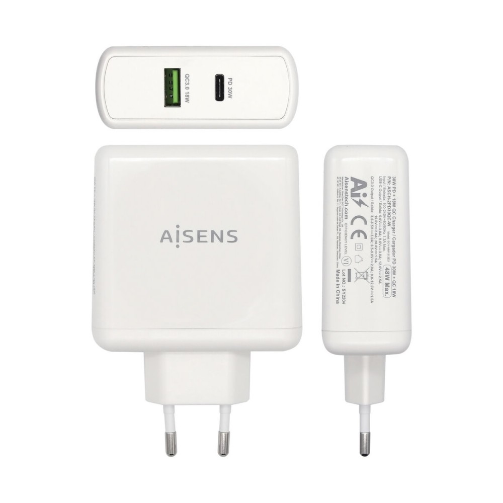 USB-Ladegerät für die Wand Aisens ASCH-2PD30QC-W Weiß 48 W USB-C (1 Stück)