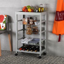 Vegetable trolley Versa Grey 30 x 85 x 51 cm Metal MDF Wood