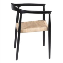 Esszimmerstuhl Schwarz natürlich Rattan Teakholz 59 x 58 x 76,5 cm