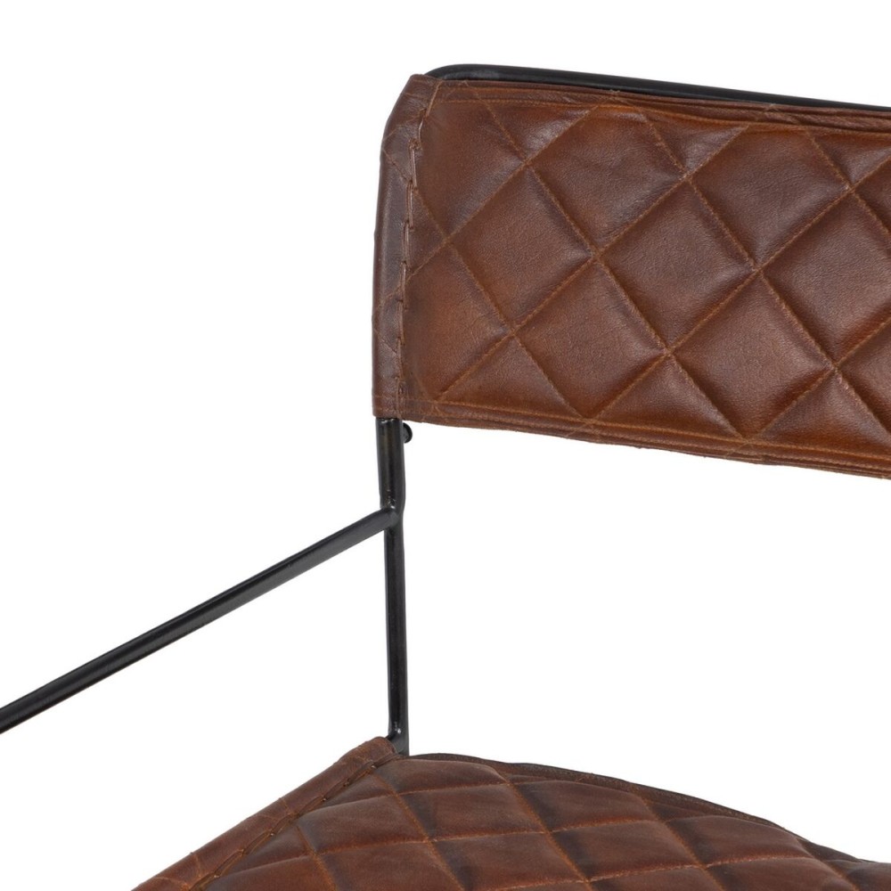 Chaise de Salle à Manger Marron Noir Cuir Fer 76 x 75 x 89 cm