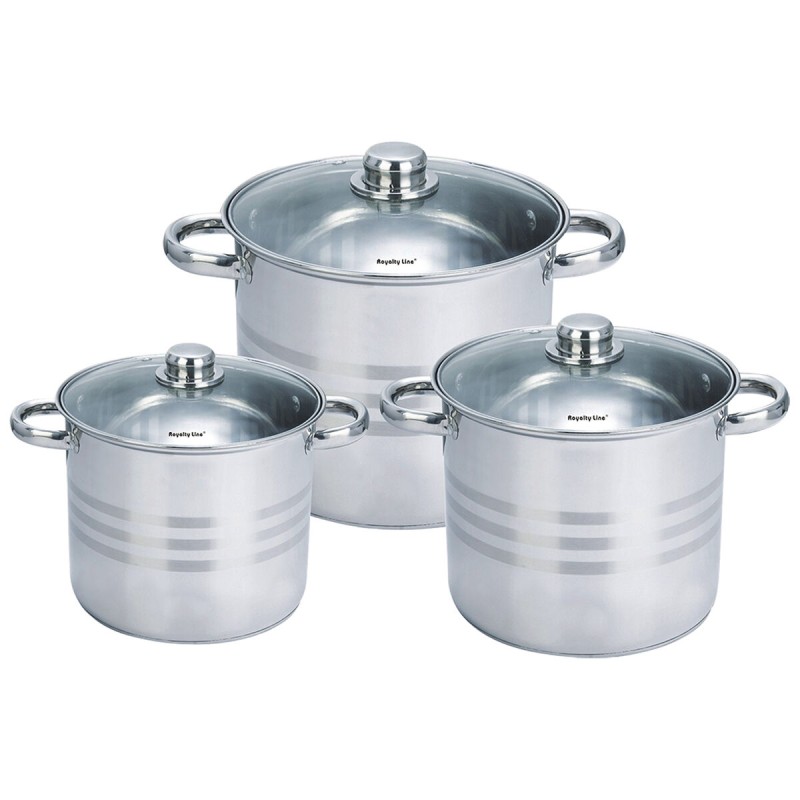 Pot with Glass Lid Royalty Line SP4 Steel 6 Pieces