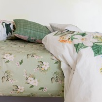 Drap housse HappyFriday Vert Multicouleur Lit 1 persone Fleurs