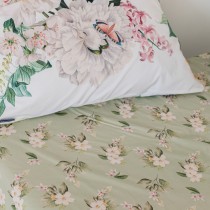 Drap housse HappyFriday Vert Multicouleur Lit 1 persone Fleurs