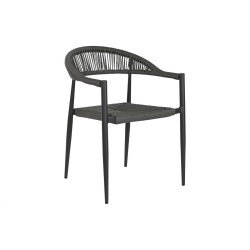 Garden chair Home ESPRIT Black Dark grey Aluminium Rattan 56 x 60 x 78 cm