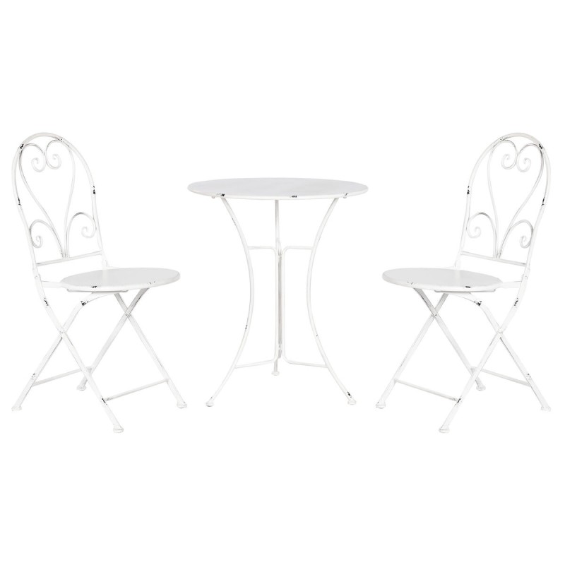 Ensemble Table + 2 Chaises Home ESPRIT Blanc 60 x 60 x 70 cm