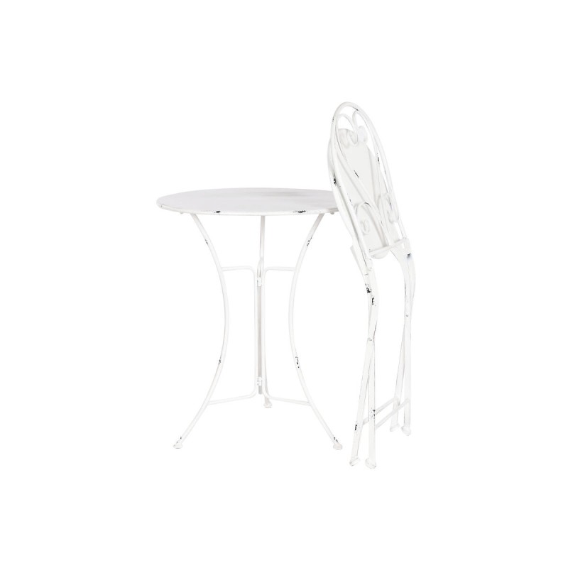 Ensemble Table + 2 Chaises Home ESPRIT Blanc 60 x 60 x 70 cm