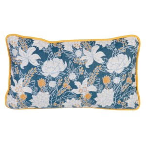 Kissen Blau Blomster 50 x 10 x 30 cm