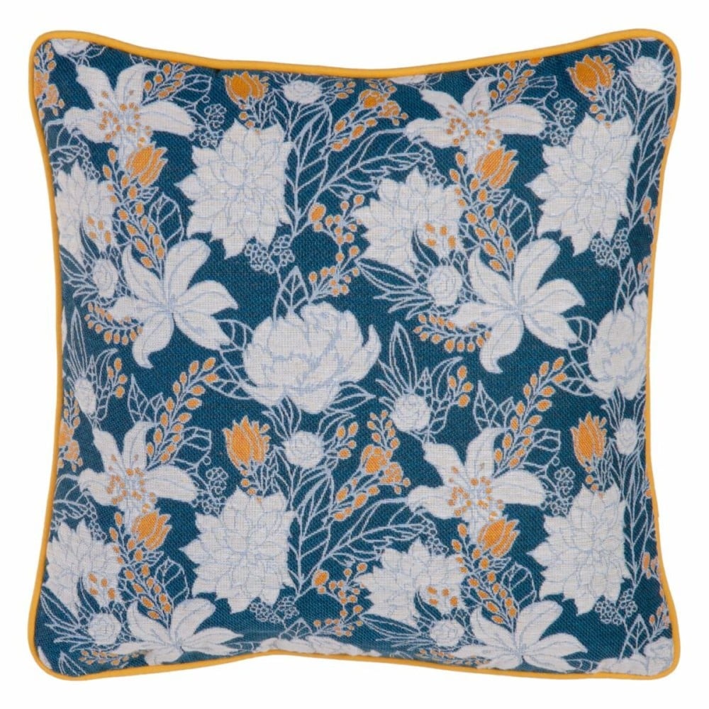 Coussin Bleu Fleurs 45 x 10 x 45 cm