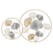 Wall Decoration Golden Silver Iron Flowers 100 x 4 x 66 cm