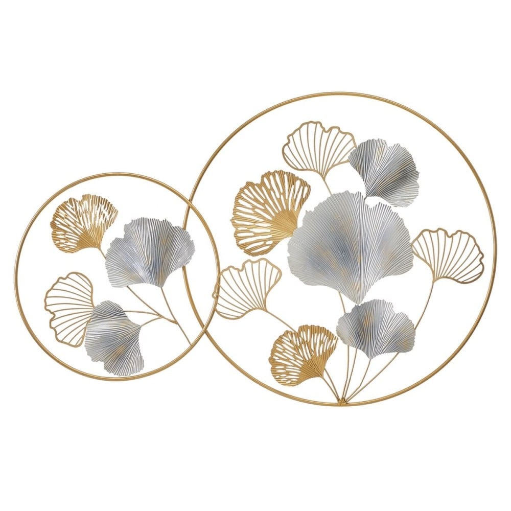 Wall Decoration Golden Silver Iron Flowers 100 x 4 x 66 cm