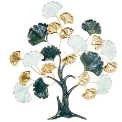 Wanddekoration Alexandra House Living Blau Weiß Gold Metall Baum 80 x 89 x 7 cm