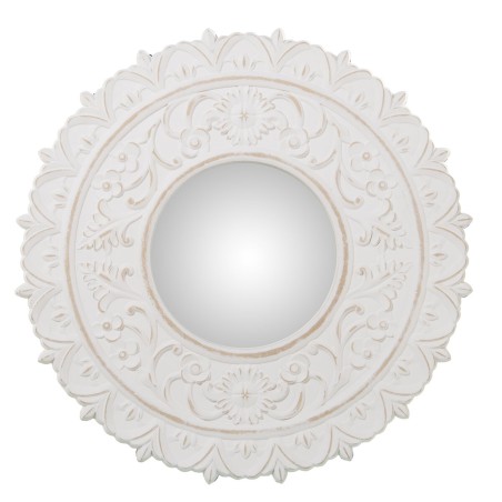 Wall mirror Alexandra House Living White Wood Worn 4 x 57 x 58 cm Circular