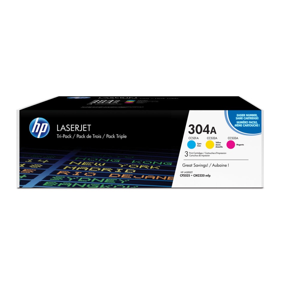 Toner original HP 304A Cyan/Magenta/Jaune (1 Unité)