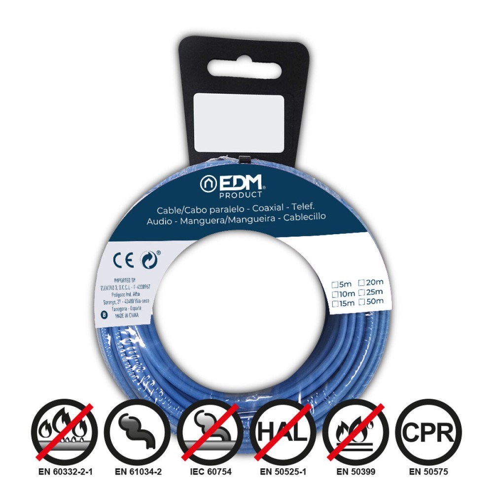 Kabel EDM 28410 Blau 1,5 mm 15 m