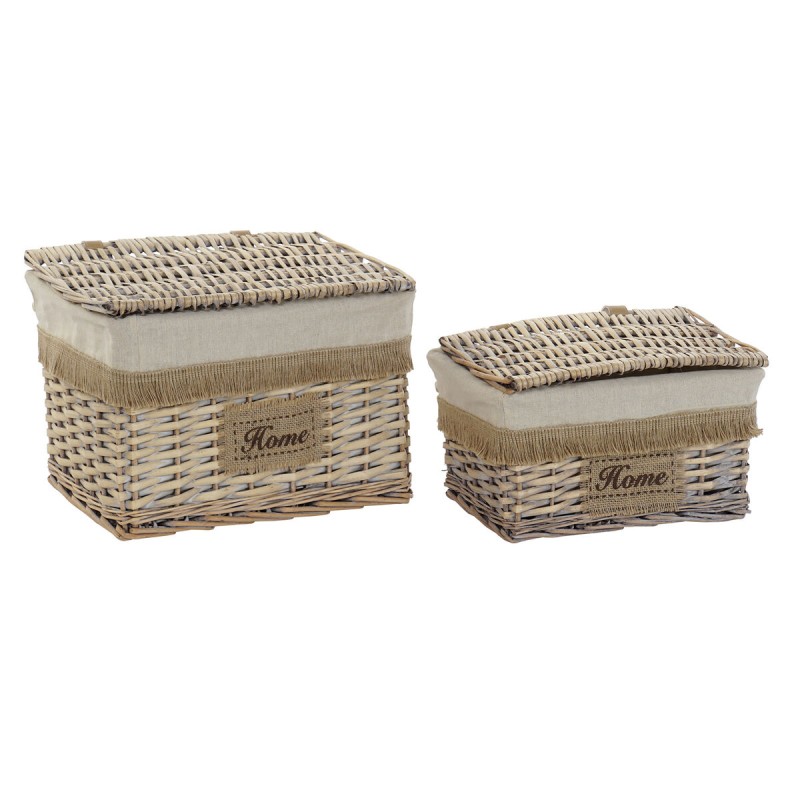 Basket set Home ESPRIT Brown Natural 36 x 27 x 25 cm (2 Pieces)