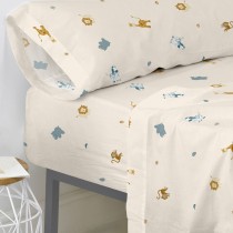 Fitted sheet HappyFriday Beige Multicolour 90 x 200 x 32 cm animals