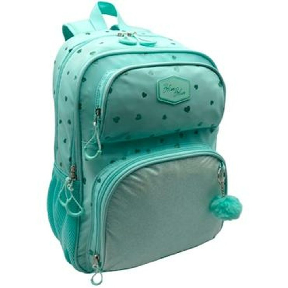 Schulrucksack Blin-Blin türkis 42 x 31 x 17 cm Herzen