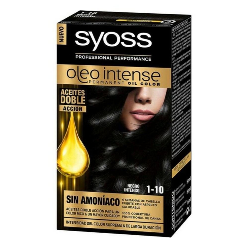 Dauerfärbung   Syoss Olio Intense Ohne Ammoniak Nº 1,10 Schwarz Intensiv