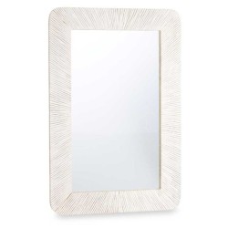 Miroir mural 38 Blanc Marron Rayures 90 x 60 x 2 cm Rectangulaire